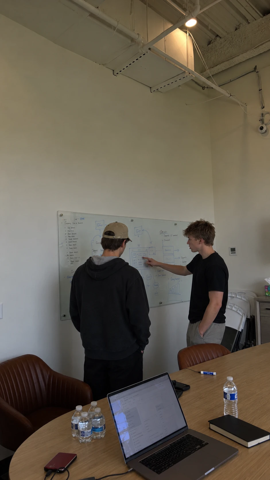 Camden mapping out a client business on a whiteboard